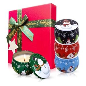 Christmas Candle Set. Four Special Scents-Cookie, Apple, Lavender, Sage [H]